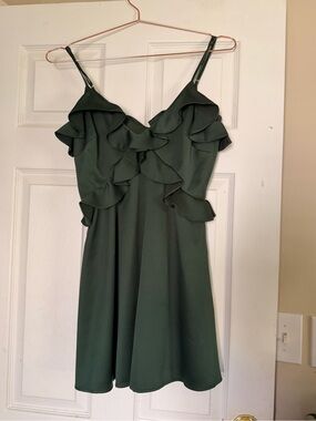 House of Harlow 1960 x Revolve Dark Green Ruffled Mini Dress